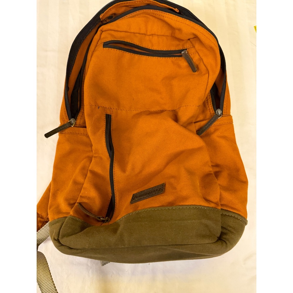 Causegear Canvas Backpack Burnt Orange Olive Green Handcrafted Ethical Bag